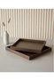 Set of 2 Luxury Bamboo Wooden Trays (25 X 35) & (20 X 30) Dark Brown