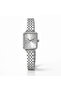 Women's Silver Rectangular Case Metal Cord Analog Wrist Watch Minimal Stylish Casual Watch - 4