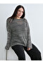 Gray Crew Neck Openwork Women's Knitwear Sweater - 2