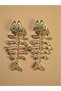 Gold Color Fish Skeleton Design Dangle Tarnish Resistant Steel Earrings - 2