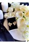 Gold Heart Curved Shiny Studded Earrings - 5