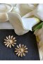 Gold Twelve Petal Daisy Stud Earrings - 2