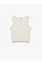 Textured Sleeveless Crew Neck Crop Tank Top