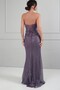 Women's Strapless Bustier Beaded Embroidered Lined Mesh Long Dress - 4