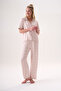 Short Sleeve Shirt Collar Front Buttoned High Waist Patterned Bamboo Women's Summer Pajama Set 26507 - 2
