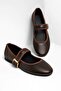 Daily Brown Women's Flat Shoes Oval Toe Buckle Plain Belt Short Heel Home Work Office Lightweight Shoes 210 - 5
