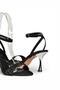 Y820012004 Black Fabric Thin Metal Heeled Women's Evening Dress Shoes - 7