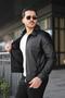 Men's Black Zippered Leather Jacket - 2