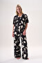 Short Sleeve Shirt Collar Buttoned High Waist Geometric Pattern Bamboo Women's Summer Pajama Set 26505 - 3