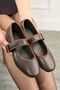Daily Brown Women's Flat Shoes Oval Toe Buckle Plain Belt Short Heel Home Work Office Lightweight Shoes 210