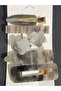 Set of 6 Marble Patterned Women's Hair Clips with Gold Detail, Bone Clips with Snap Fasteners - 4