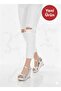 Silver Summer Wedge Heeled Cross-Strapped Women's Shoes -520 - 2