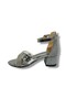 7454-26 Glittery Leather Stone Heeled Girls' Sandals 27-30 - 3
