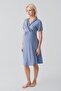 Short Sleeve Flexible Viscose Maternity Dressing Gown Nightgown Set with Nursing Compartment 19417 - 4