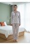 Cotton Fabric Wide Cut Half Pat Buttoned Collar Women's Pajama Sets - 3