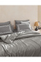 Linda Double Bed 100% Cotton Embroidered Washable Seersucker Bed Sheet Set - Dark Gray - 4