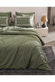 Linda Double 100% Cotton Embroidered Washable Seersucker Bed Sheet Pcs Duvet Cover Set - Khaki - 2