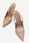Nude Patent Leather Pointed Toe Wedge Heeled Open Back Women's Shoes Doly - 5