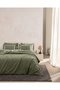 Linda Single 100% Cotton Embroidered Washable Seersucker Bed Sheet Pcs Duvet Cover Set - Khaki
