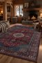 Anatolian Motif Red Turquoise Authentic Non-Slip Based Living Room Carpet 2231 - 3