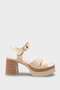 Adara Mia Women's Heeled Sandals 0012305 Beige Rustic - 8