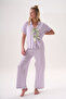 Bamboo Short Sleeve Buttoned Ribbon Detailed Home Set 26509-26510-26511 - 5