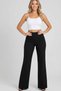 Women's Black High-Waisted, Wide-Leg Pants Look Sweatpants-2026 Trend - 2