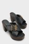 Luna Clara Women's Heeled Slippers 0012776 Black Skin
