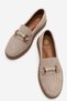 Non-Slip Women's Buckle Loafer Shoes Beige Suede - 5