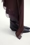 Morlina Lace Detail Brown Satin Skirt - 8