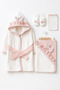 Girl's Bathrobe Set 4 Pieces: Eraser, Slippers, Towel and Bathrobe 0-3 Years Old