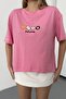 Women's Fruit Embroidered 100% Cotton T-Shirt Pink - 26Y 26518 - 2
