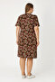 Brown Floral Patterned Women's Cotton Dress with Zipper and Pockets - 5