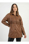 Women's Brown Tassel Detailed Faux Leather Shirt Jacket Nj97 - 2