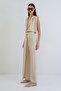 Cream Sofia Linen Vest and Wrap-Cut High-Waist Zippered Trousers Set Alc-X15300 - 3