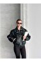Brand Model New Season Leather Jacket with Elastic Waist Detail - 6