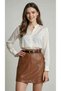 Genuine Leather Women's Belt – 2cm Wide with Antique Yellow Buckle, Bridge and Metal End Detail