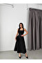 Black Square Neck Belted Dress - 3