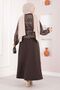 Ethnic Pattern Crop Jacket Skirt Set Brown - 5