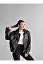 Brand Model New Season Leather Jacket with Elastic Waist Detail - 5