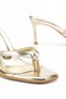 Women's Gold Crinkled Patent Leather Flip-Flop Heeled Sandals - 3
