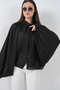Women's Bat Sleeve Oversize Shirt 1361 - Black - 3