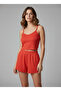 Women's Pomegranate Flower Rope Strap Elastic Waist Shorts Pajama Set Nj95