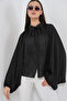 Women's Bat Sleeve Oversize Shirt 1361 - Black - 4