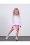 Girl's Shirt Collar Butterfly Patterned Double Pleated Skirt Stylish Festive Outfit, One Size Up.