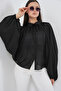 Women's Bat Sleeve Oversize Shirt 1361 - Black