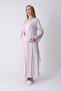 Maternity Nightgown and Dressing Gown Set – Maternity Nightgown Set, Crew Neck Striped Patterned Cotton Viscose