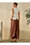 Women's Buttoned Lined Vest and Brown Shalwar Linen Trousers - Summer Stylish Two-Piece Set Two-Piece Suit - 2
