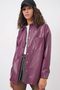 Women's Oversize Faux Leather Shirt 1064 - Plum