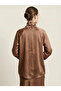 Women's Camel Balloon Sleeve Satin Shirt Nj99 - 3